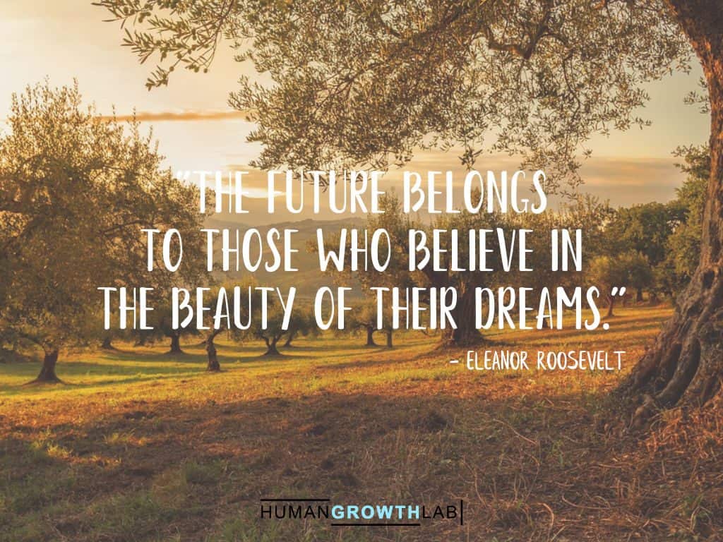 An Eleanor Roosevelt quote on Should You Follow Your Dreams - "The future belongs
to those who believe in
the beauty of their dreams."