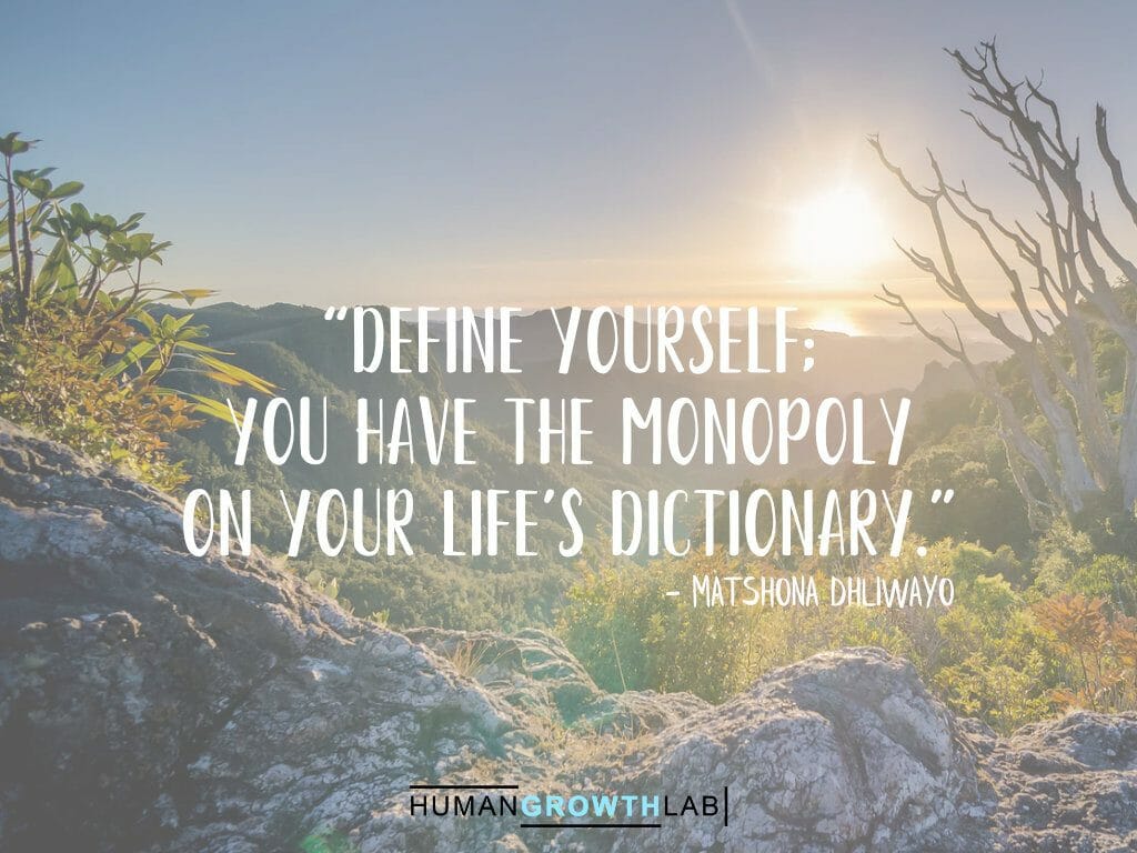 Matshona Dhliwayo quote on defining yourself - “Define yourself;
you have the monopoly
on your life’s dictionary.”