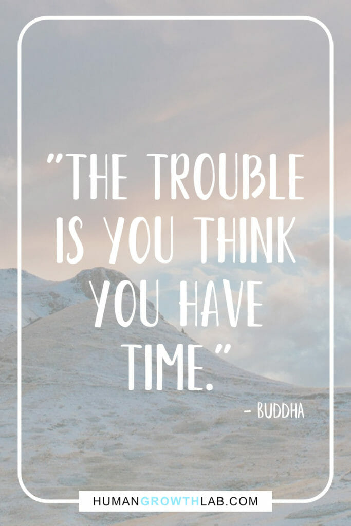 Buddha quote on people thinking they have time - "The trouble
is you think
you have
time."