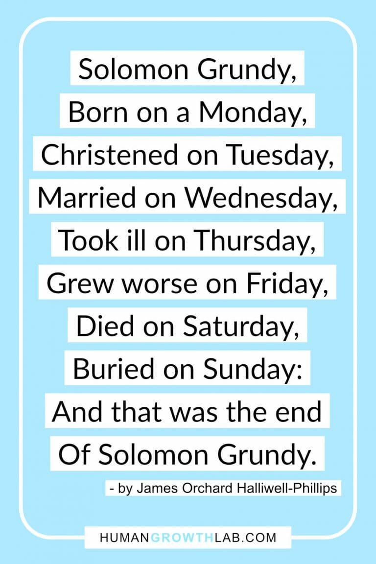 The Solomon Grundy poem and how its meaning can change your life