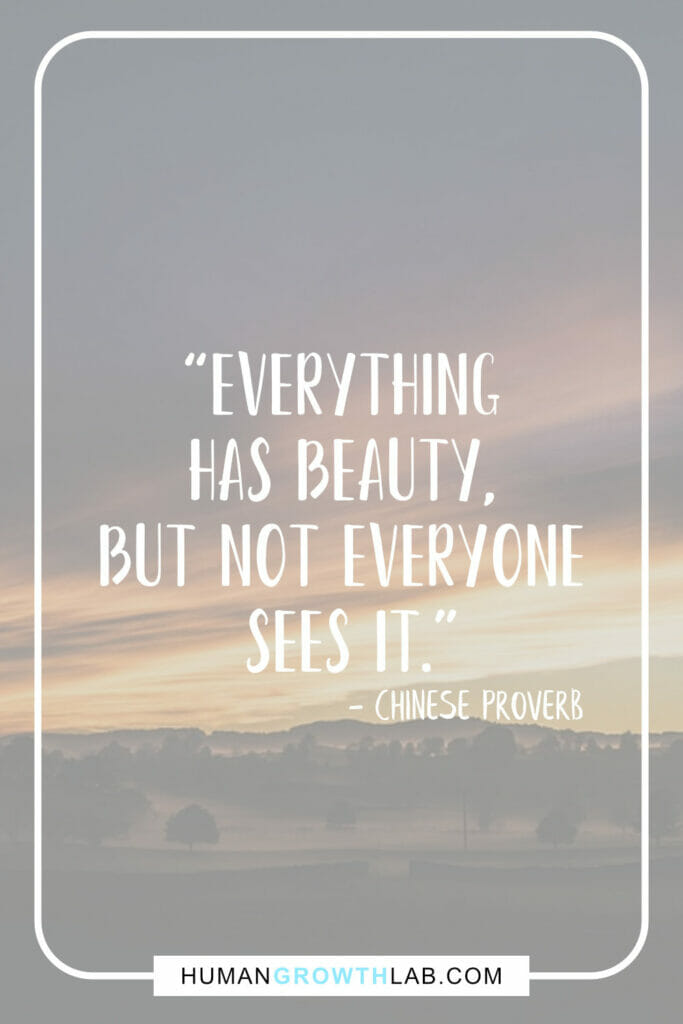 Chinese proverb on success - “Everything has beauty, but not everyone sees it.”